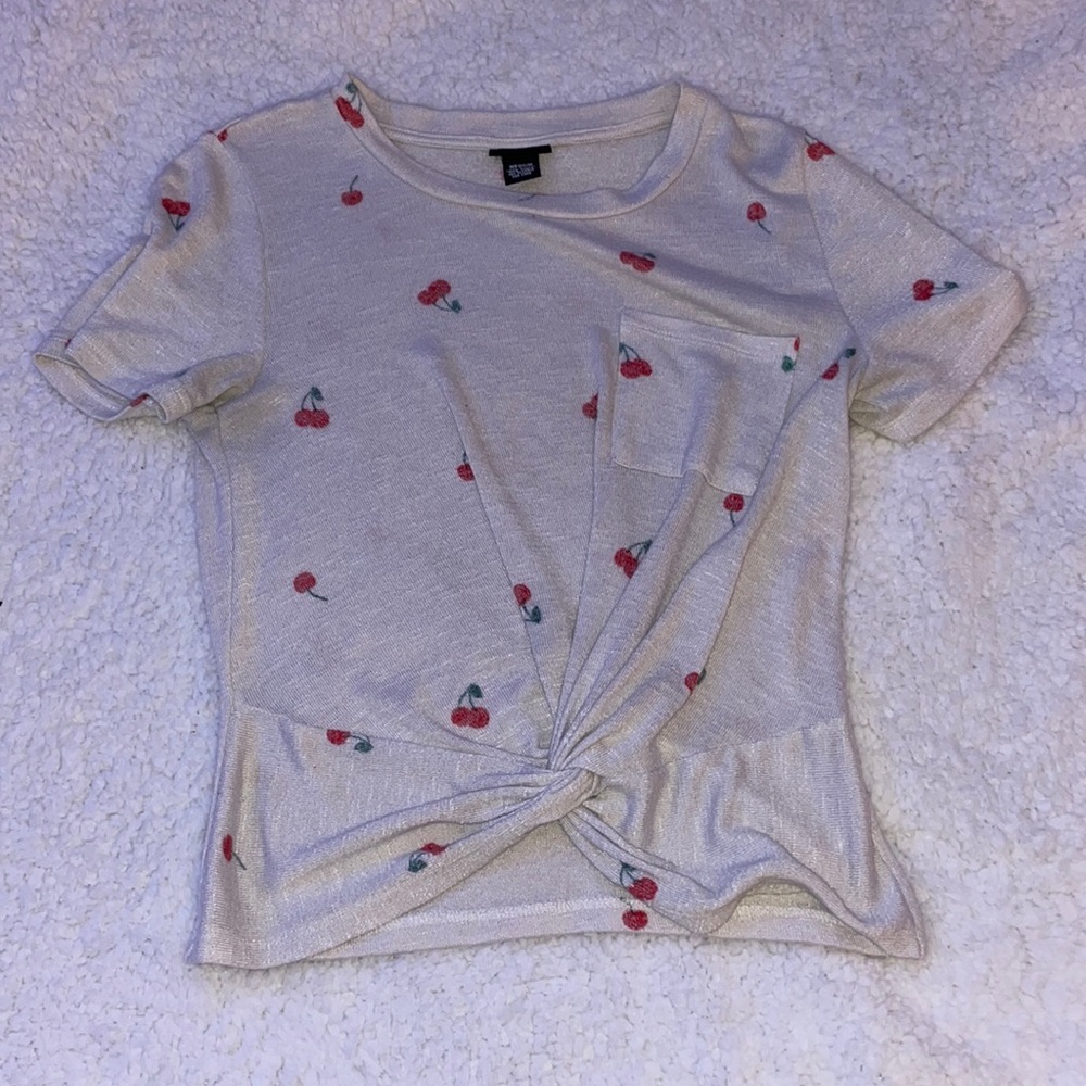 Cropped white and cherry top